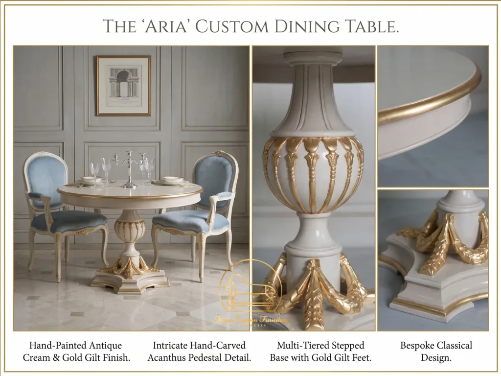 Timeless Elegance - The Regal Pedestal Dining Table Classic Custom Jepara