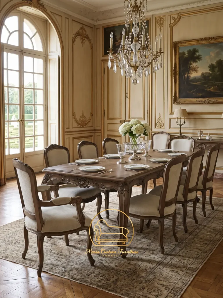 Classic Teak Wood Dining Set – 8 Chairs
