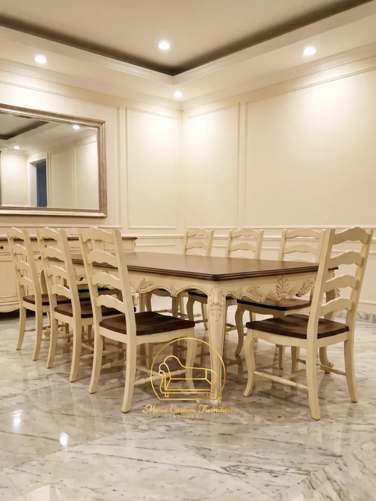 Maria Custom Furniture French Country Dining Set 8 Chair