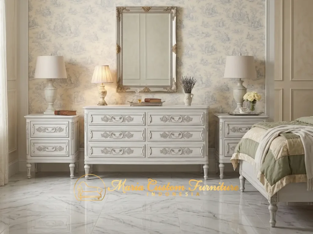 Antique White Chest of Drawer French Bedroom Set Custom Luxury Furniture