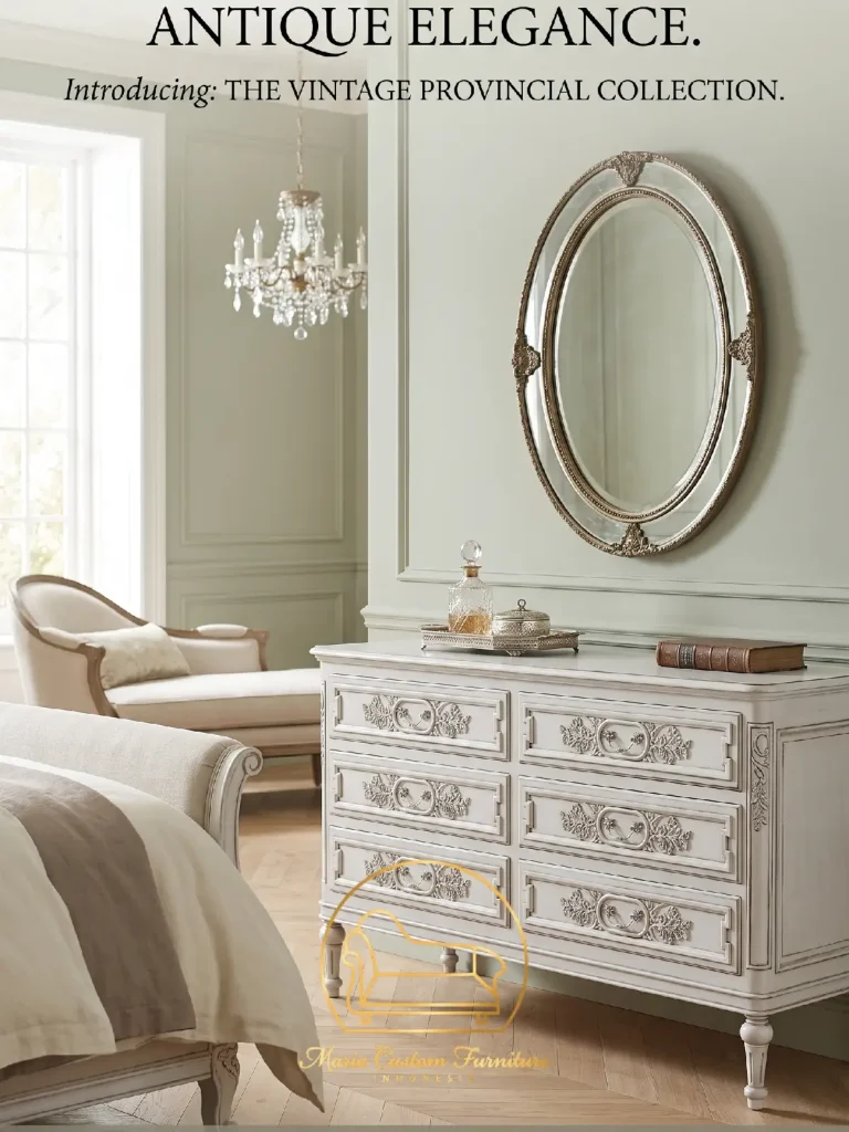 French Country Dresser 6 Drawer Luxury Antique Broken White Finish