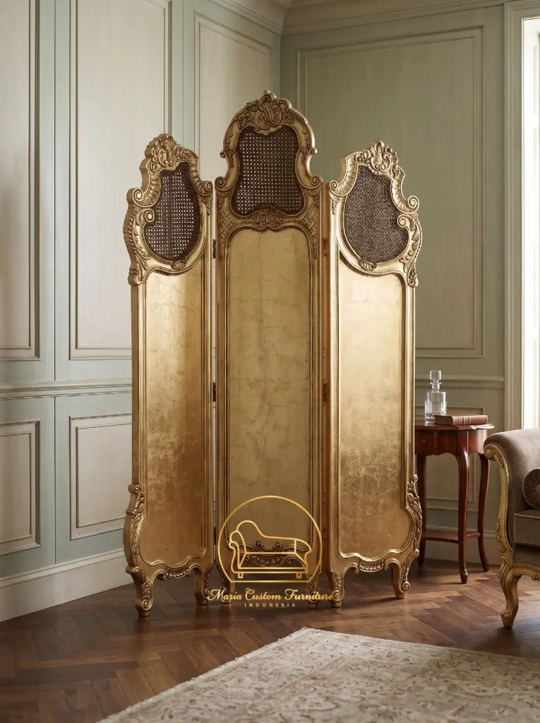 Gold Room Separators Create Luxurious Spaces Instantly with Classic Elegance Screen MCF-02 Furniture Jepara