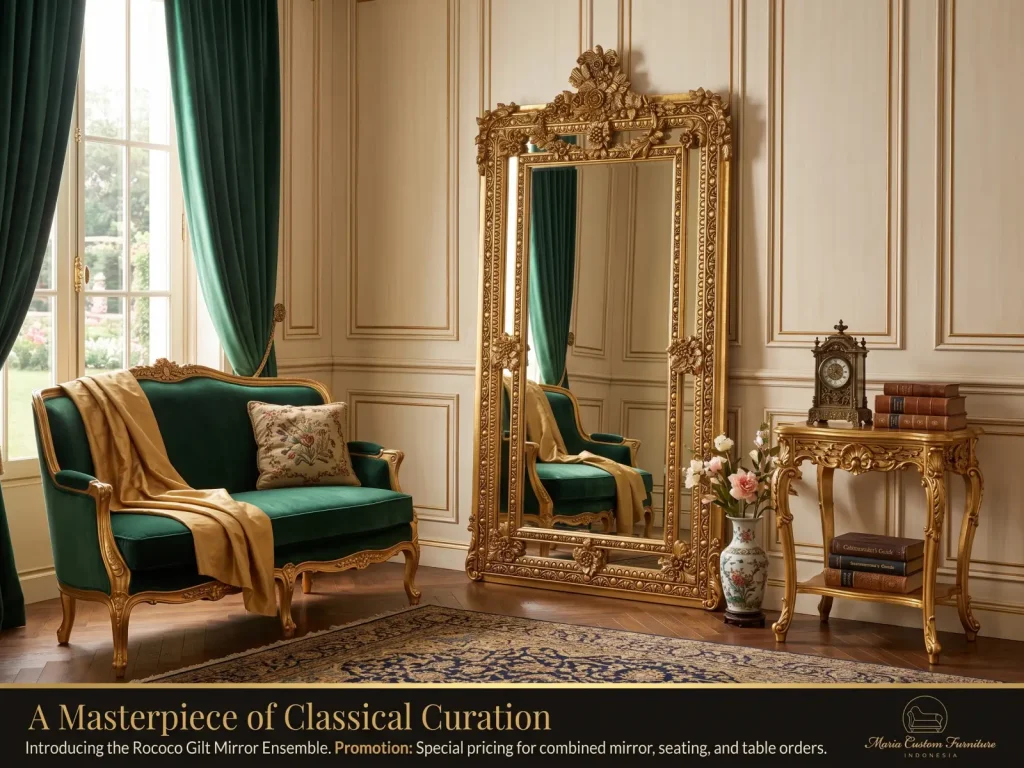 Sofa Rococo Gilt Bergère Salon Table Ensemble