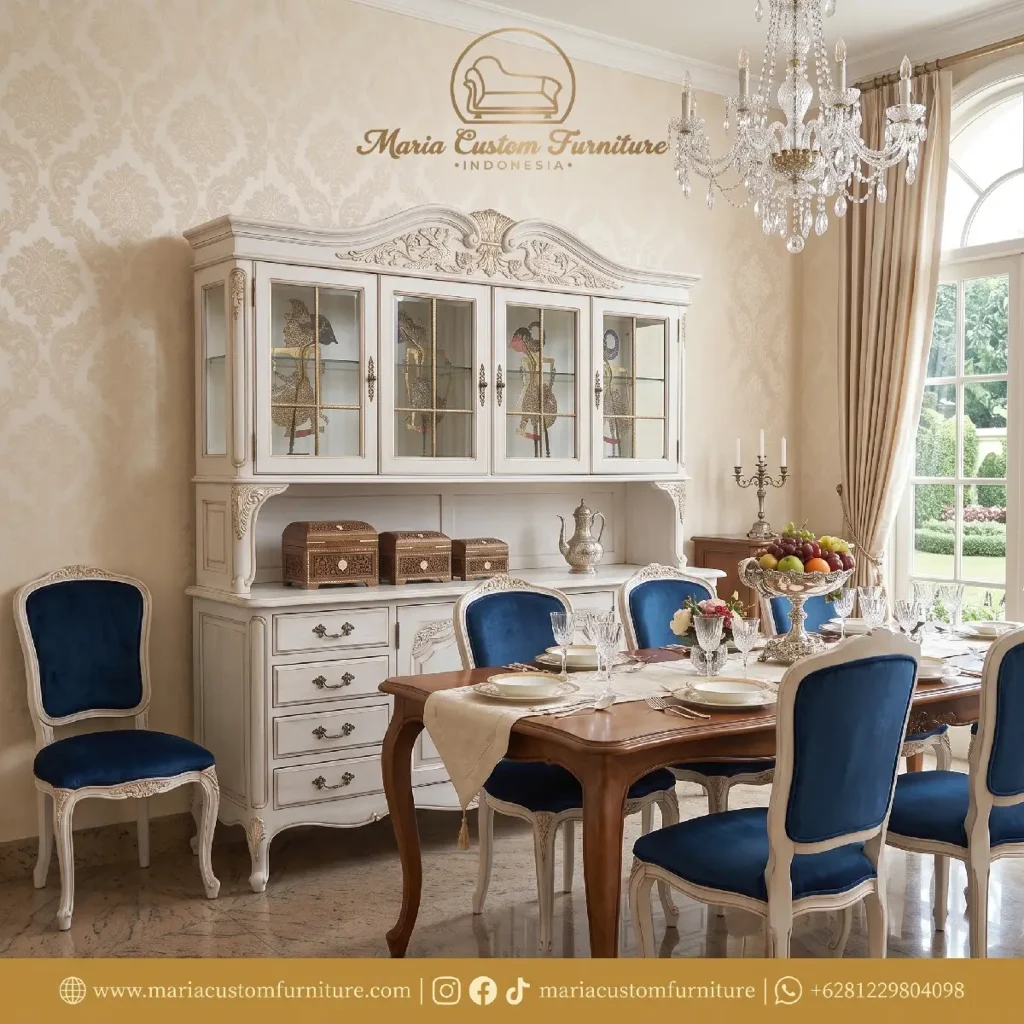 Classic French Provincial Buffet Hutch Luxury Custom Furniture Dining Set