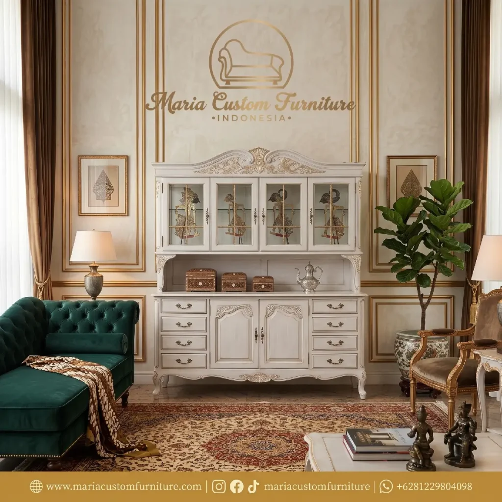 Classic French Provincial Buffet Hutch Luxury Custom Furniture Jepara
