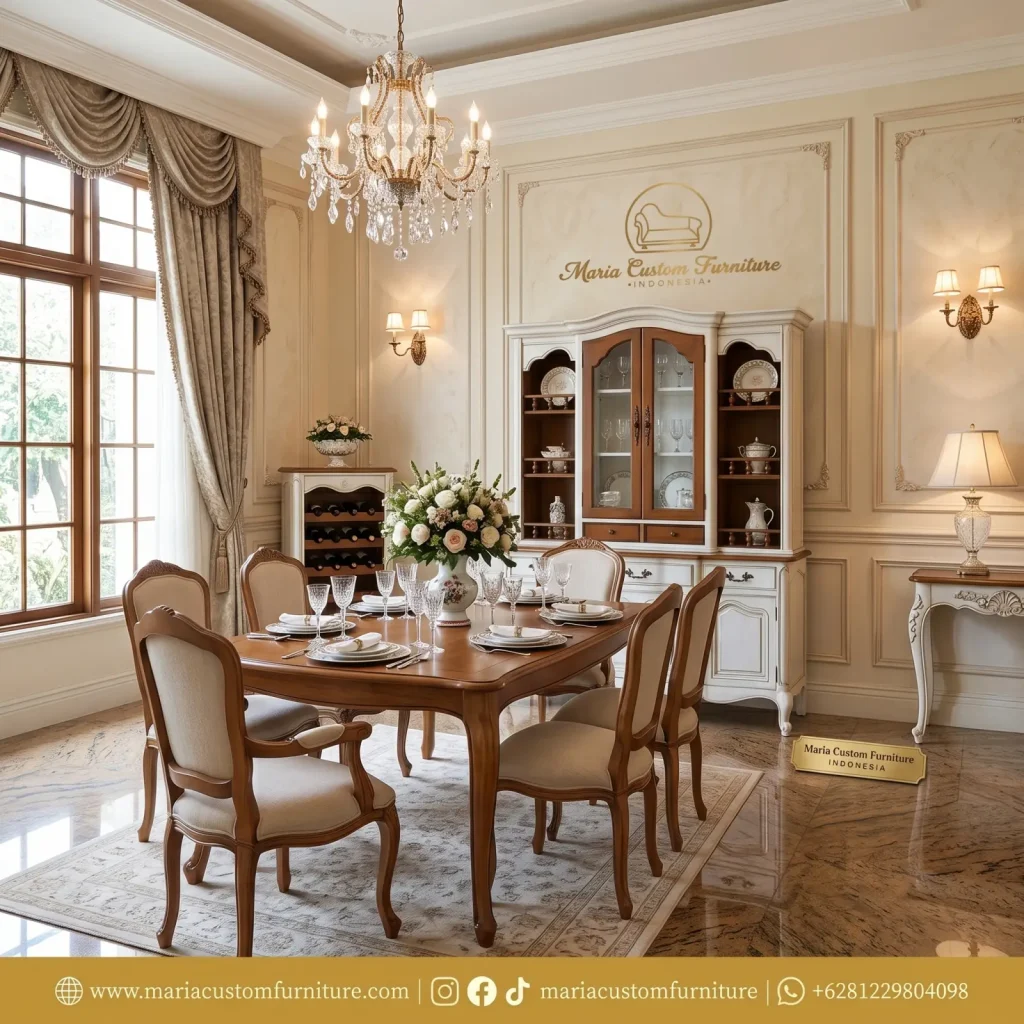 Classic French Provincial Wooden Dining Set