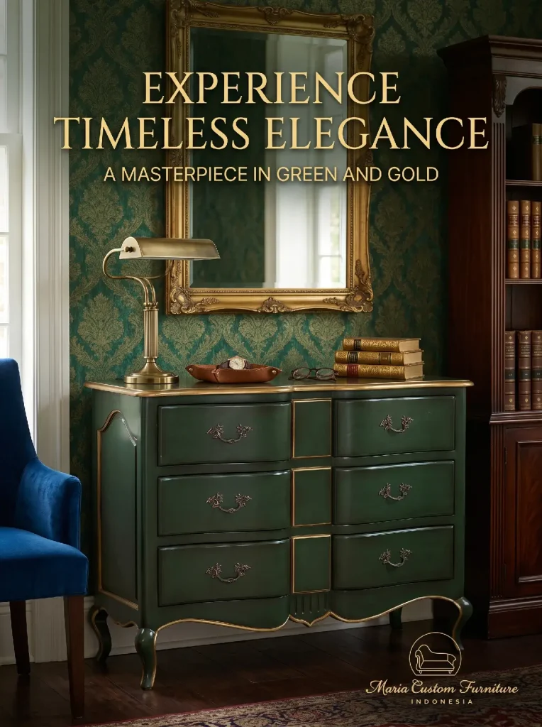 Emerald Gold Carved Bombe Chest of Drawers