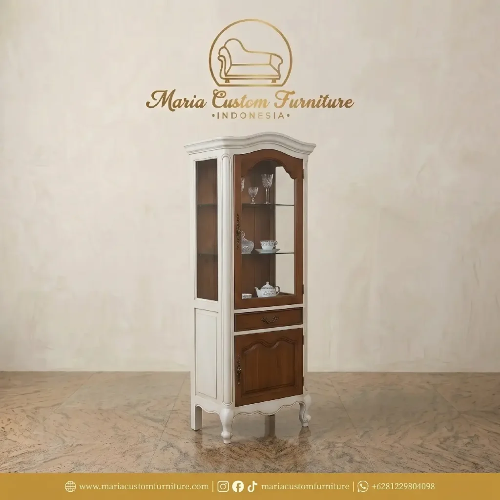French Country Tall Display Cabinet In Dining Room