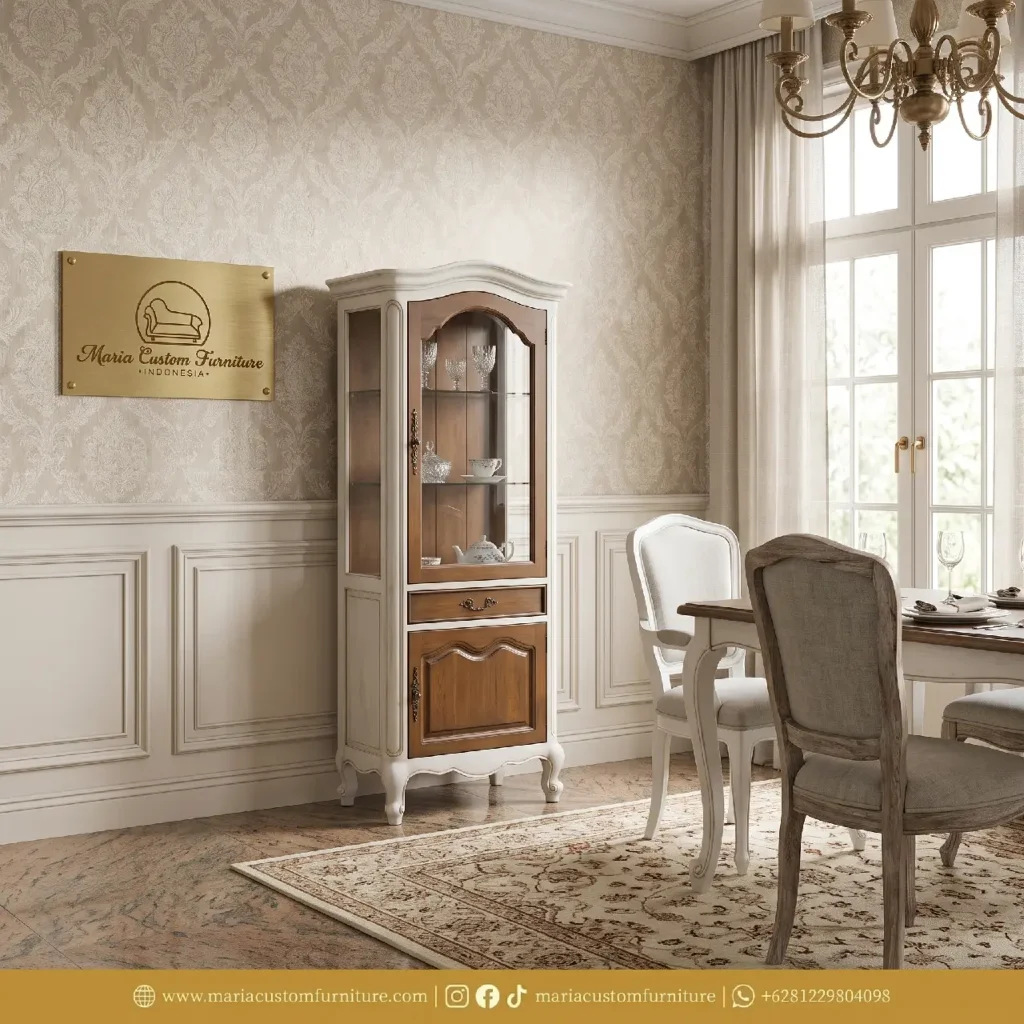 French Country Tall Display Cabinet In Diningroom