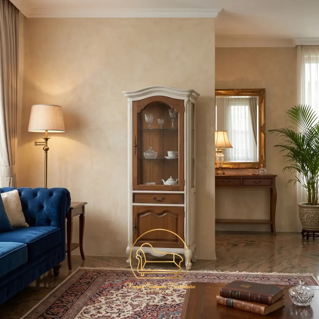 French Country Tall Display Cabinet In Living Room