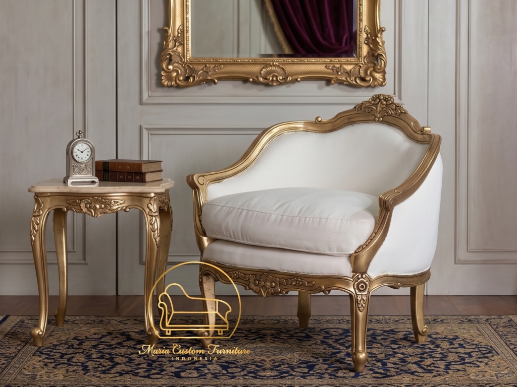 French Gold Bergère Armchair Jepara Sofa Classic Maria Custom Furniture