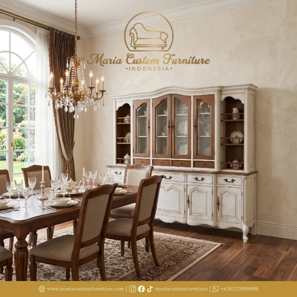 Jual Furniture Classic Two-Tone Wooden Credenza Hutch Cabinet Dining Room Jual Furniture Classic Two-Tone Wooden Credenza Hutch Cabinet Dining Room