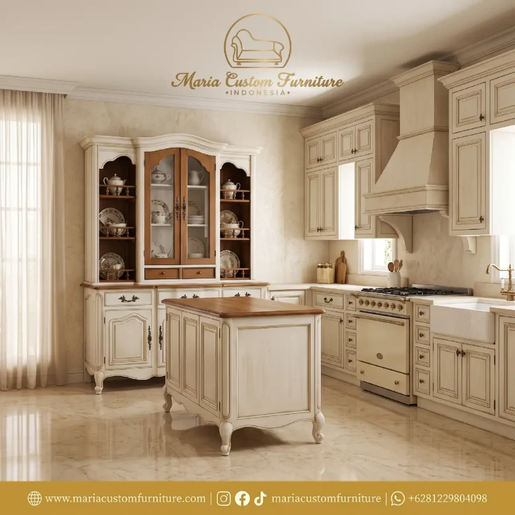 French country style white wooden buffet hutch display cabinet by Maria Custom Furniture Indonesia French country style white wooden buffet hutch display cabinet by Maria Custom Furniture Indonesia Lemari Dapur Classic Elegance Why This French Provincial Buffet Hutch Is the Ultimate Statement Piece for European Homes