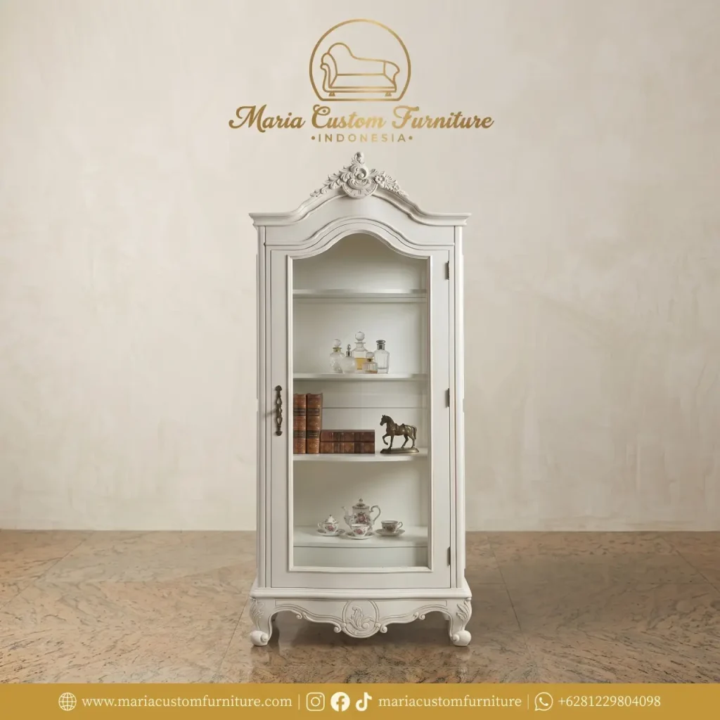 French country kitchen dresser, Distressed white buffet hutch, Traditional European display cabinet, Two-tone wooden sideboard, Antique style china cabine, Maria Custom Furniture Antique White Dresser and Display Cabinet with Glass Doors