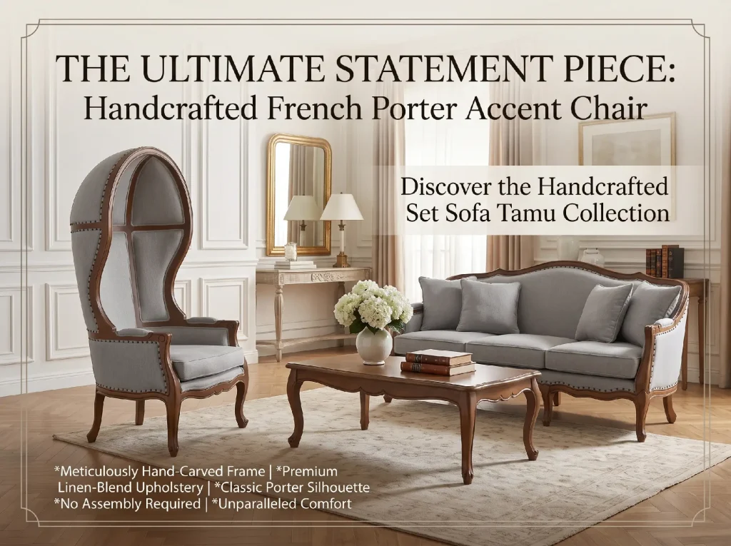 The Ultimate Statement Piece Handcrafted French Porter Accent Chair Sofa Set