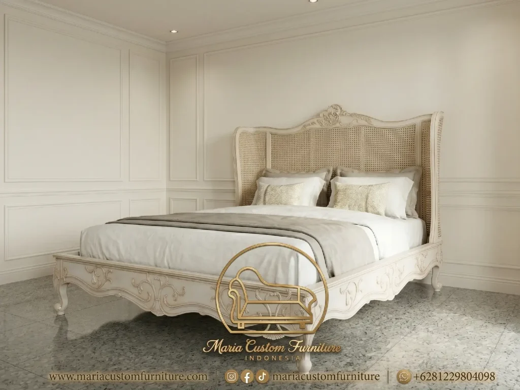 White Luxury Bed Rattan Custom Furniture