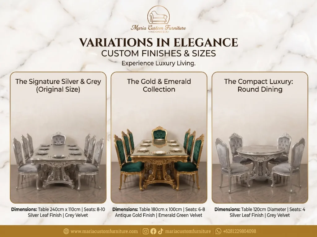 Antique Platinum Luxury Classic Dining Sets Elegance for Modern Castles Variasion