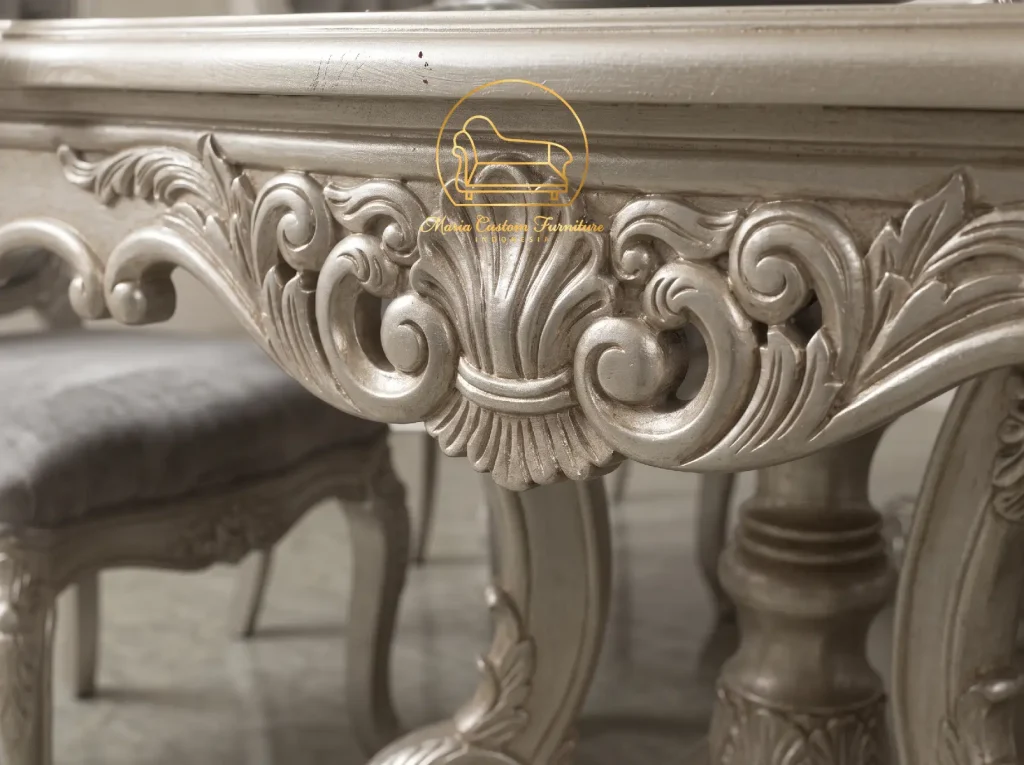 Carved Antique Platinum Luxury Classic Dining Sets Elegance for Modern Castles
