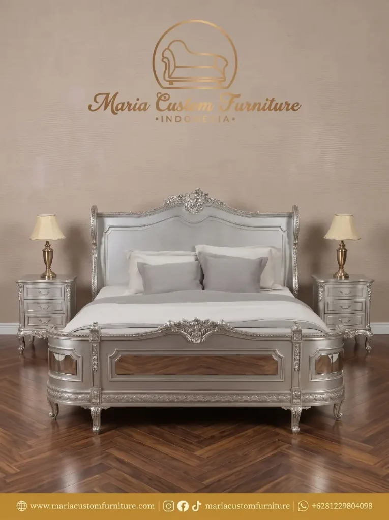 Classic Luxury Bed Set Antique Silver Glamours