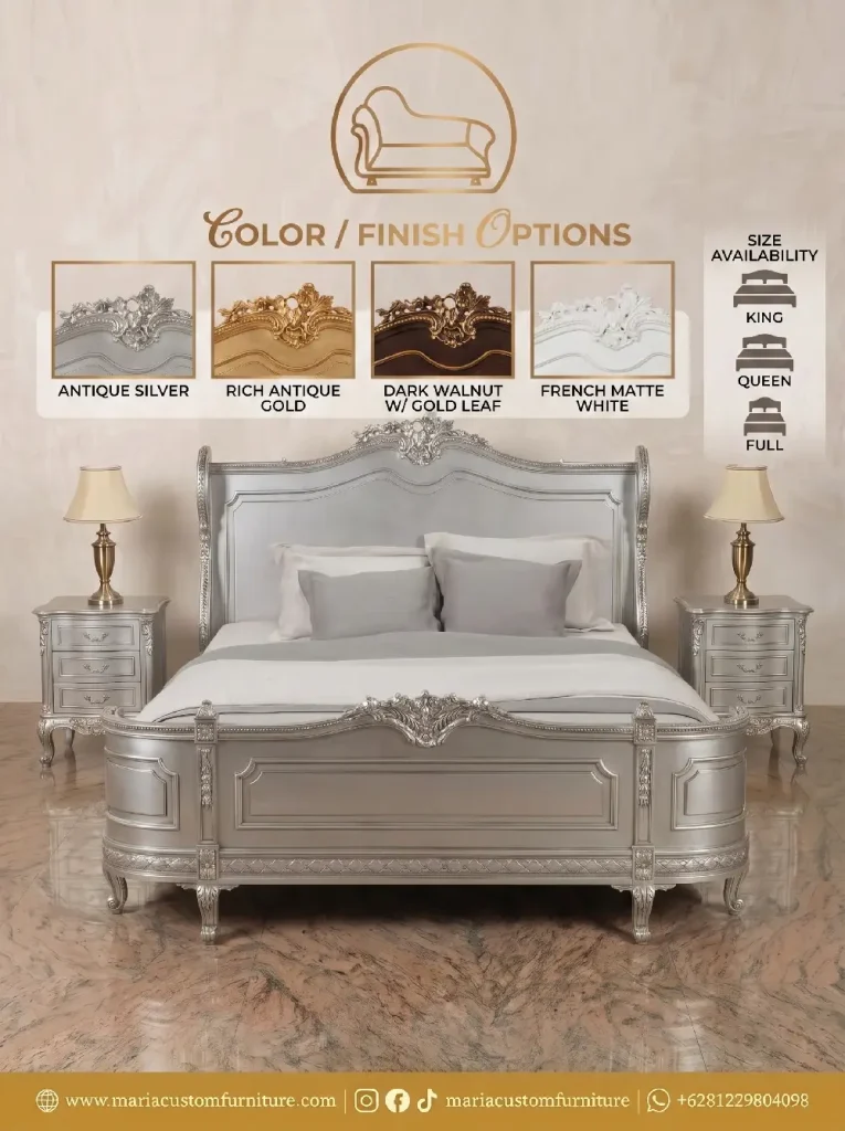 Classic Luxury Bed Set Antique Silver Multi Color