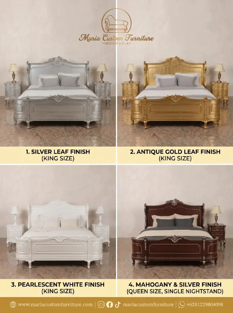 Classic Luxury Bed Set Antique Silver and More Color