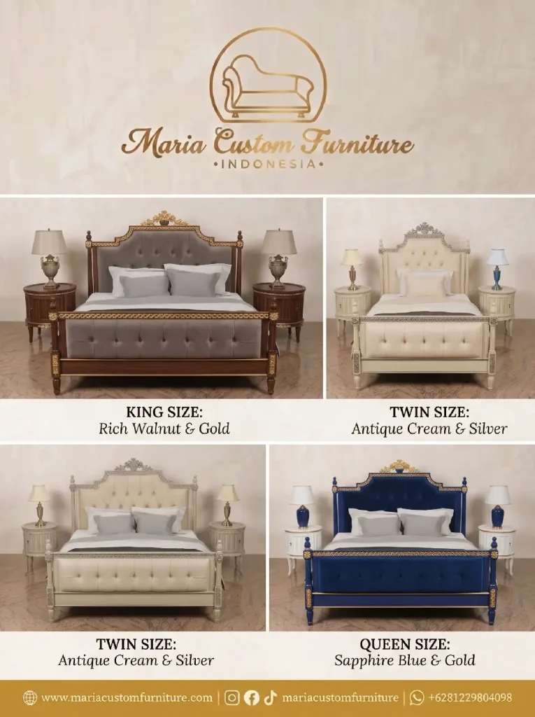 Classic Luxury The Hand-Carved Antique Grey Mahogany Bedroom Set by Maria Custom Furniture