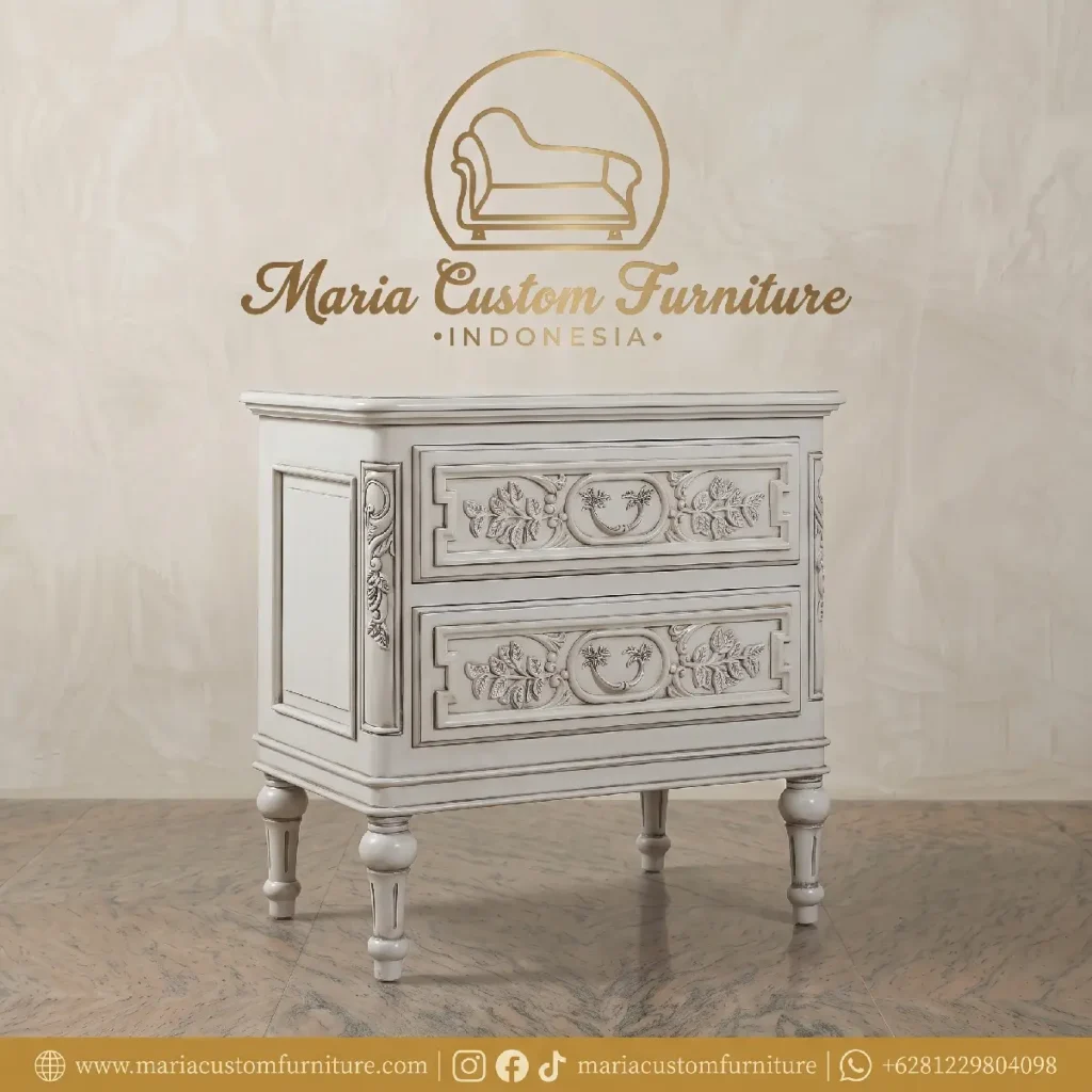 Custom French Provincial 2-Drawer Bedside Table