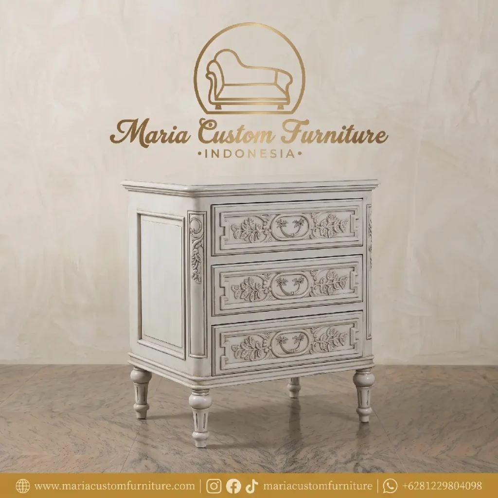Custom French Provincial 3-Drawer Bedside Table