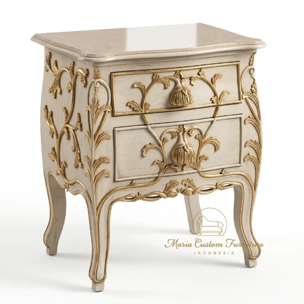 Custom White Nightstand - The Ultimate French Provincial Side Table with Drawers