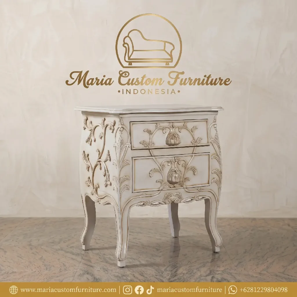 Custom White and Gold Nightstand - The Ultimate French Provincial Side Table with Drawers