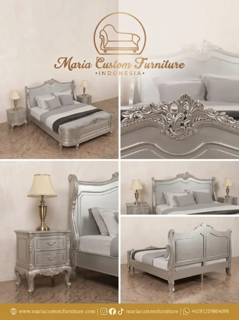 Design Classic Luxury Bed Set Antique Silver