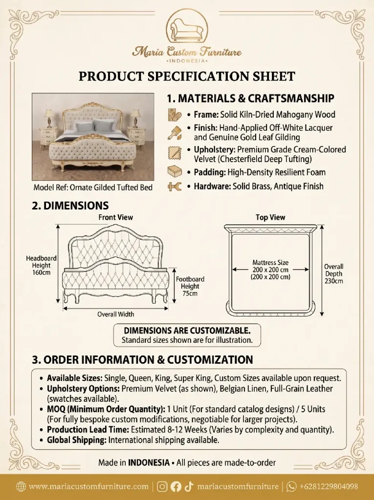 Experience Royal Elegance with the Premium Mahogany Bedroom Set by Maria Custom Furniture Details