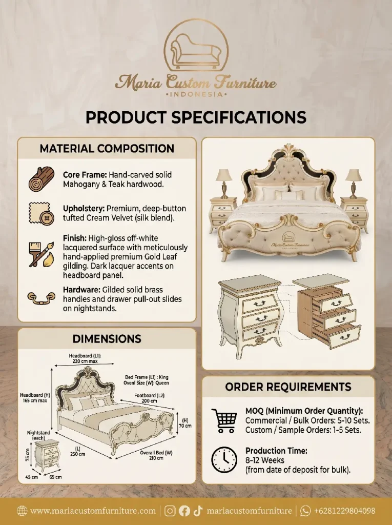 Experience Royal Opulence with the Luxury Black and Gold Bed Set by Maria Custom Furniture Hotel