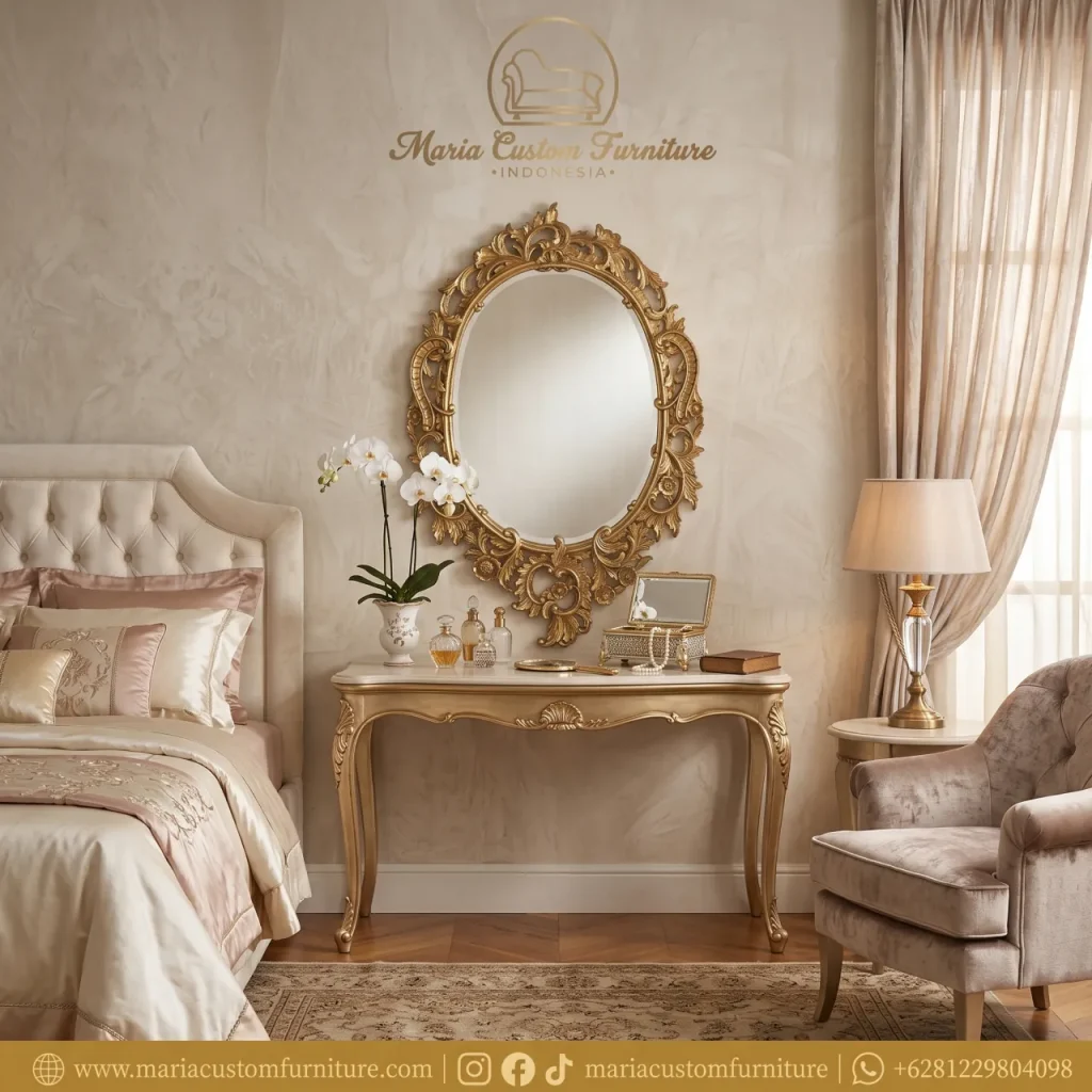 Handcrafted Rococo Gilded Oval Wall Mirror Bedroom Hotel