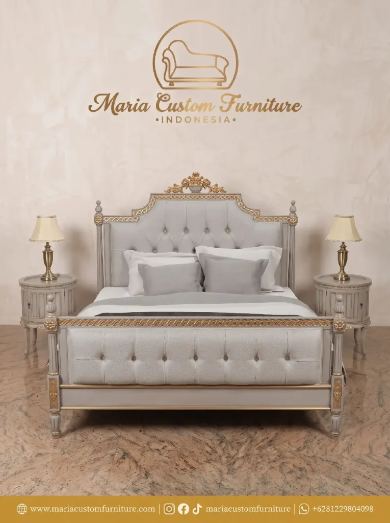 Indulge in Classic Luxury The Hand-Carved Antique Grey Mahogany Bedroom Set by Maria Custom Furniture
