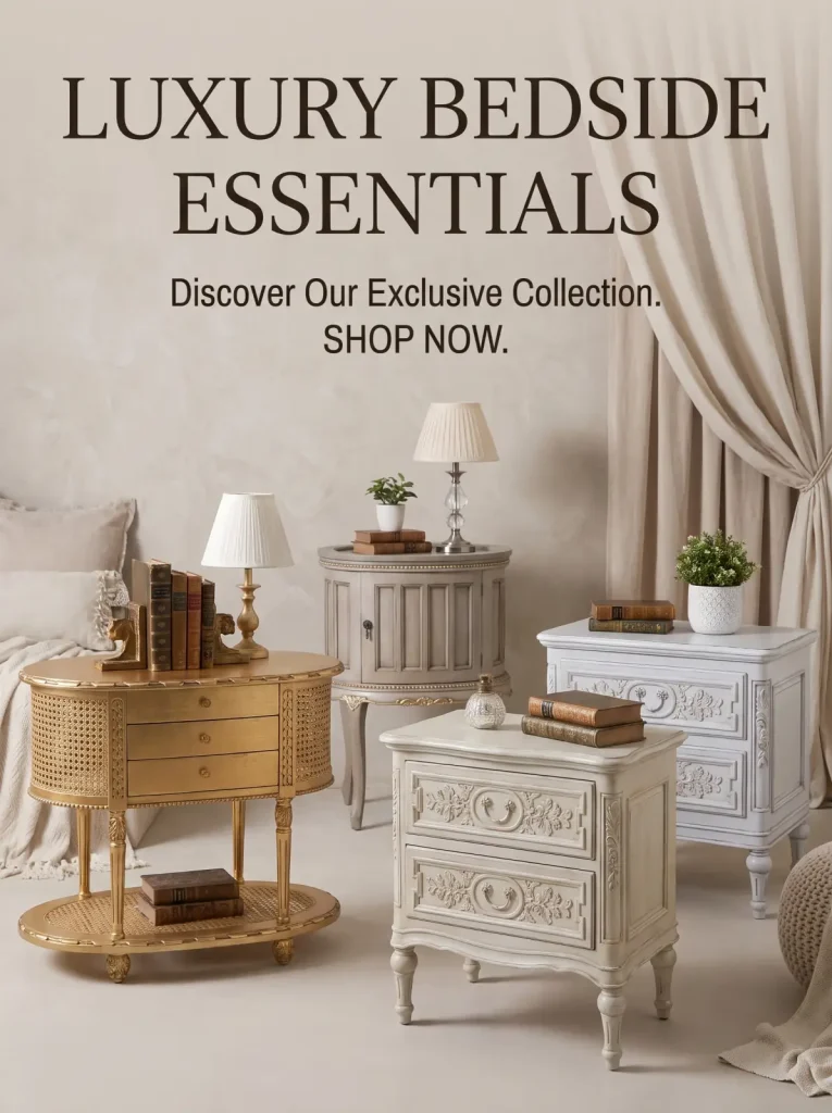 Luxury Gold Oval Nightstand The Ultimate Luxury Cane Side Table with Drawers