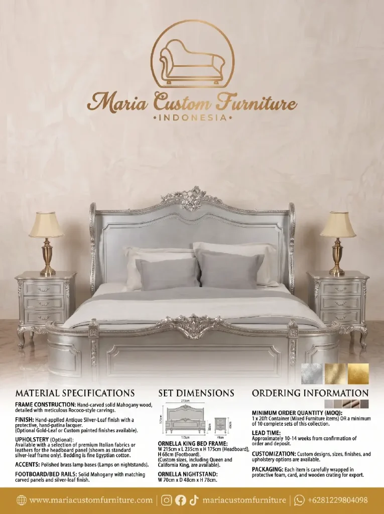 Spesifikasi Classic Luxury Bed Set Antique Silver