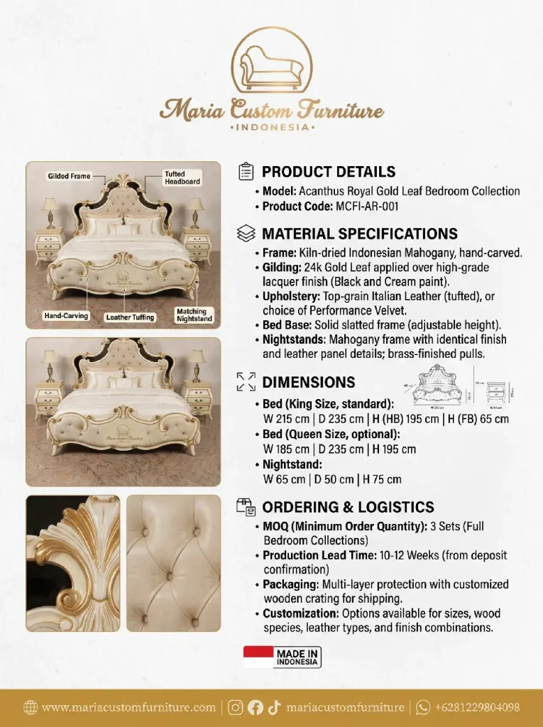 Spesifikasi Experience Royal Opulence with the Luxury Black and Gold Bed Set by Maria Custom Furniture