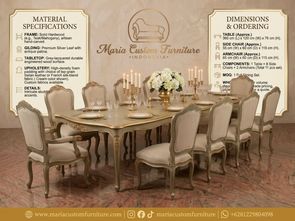 Spesifikasi Neoclassical Custom Dining Set Maria Furniture Jepara Spesifikasi Neoclassical Custom Dining Set Maria Furniture Jepara