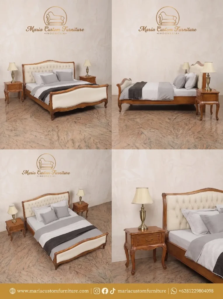 Transform Your Bedroom with the Luxury Solid Indonesian Teak Wood Bed Set Details