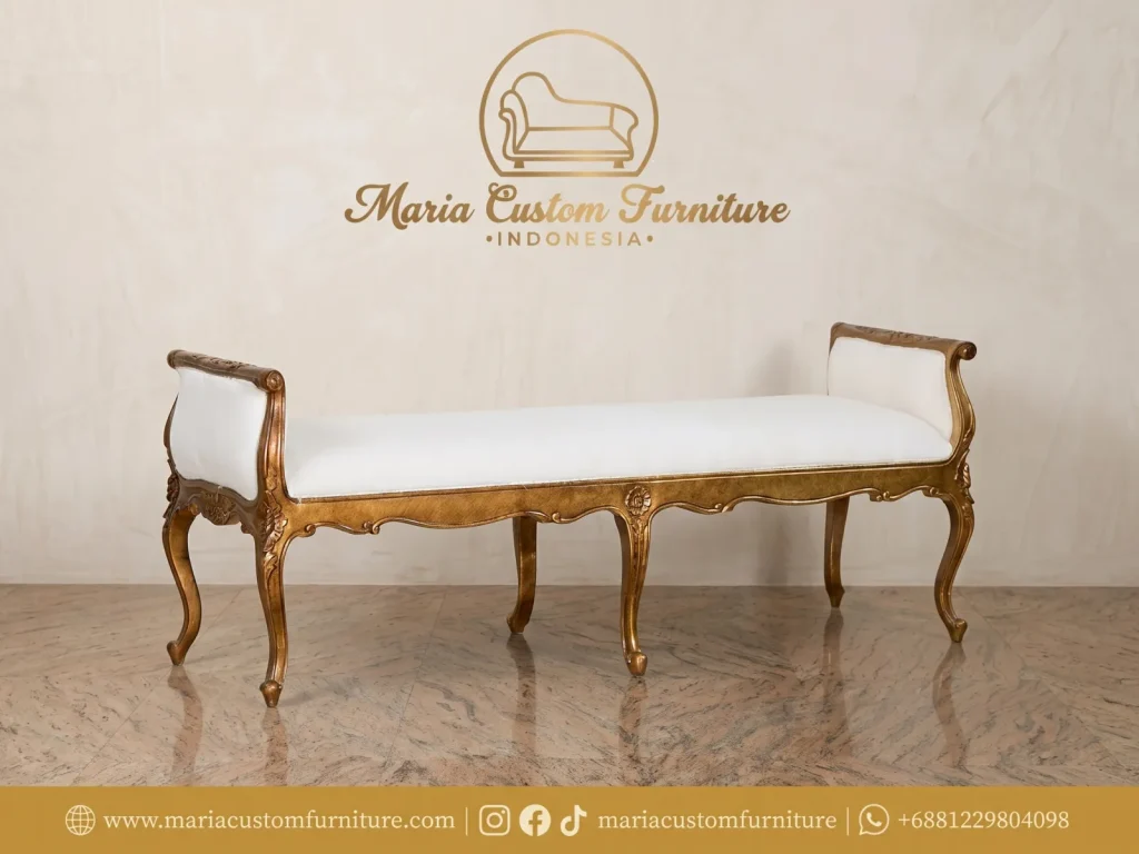 Handcrafted French Baroque Gold Leaf Bench